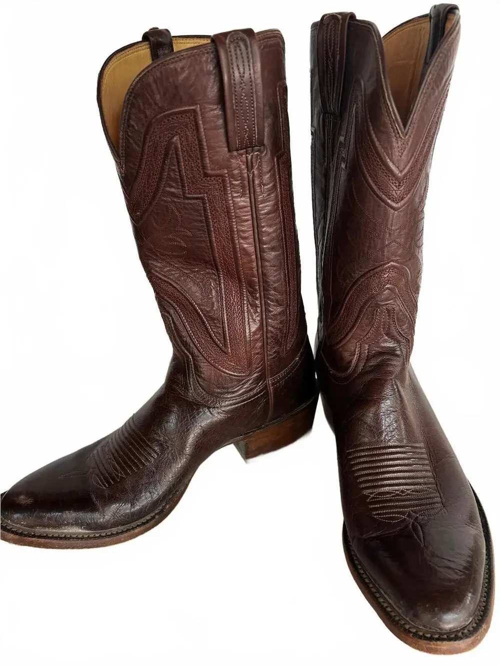 Lucchese Collins Chocolate Buffalo Leather Boots Men’s 10 D